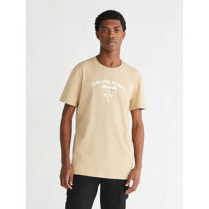 Calvin Klein pánské béžové tričko - L (PF2)