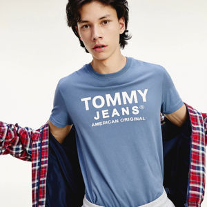 Tommy Jeans pánské modré tričko Essential - XXL (C0Z)