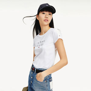 Tommy Jeans dámské bílé tričko Essential - S (YBR)