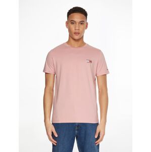 Tommy Jeans pánské růžové tričko CHEST LOGO  - XXL (TH9)