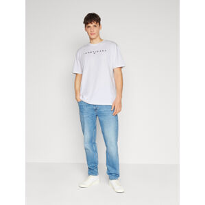 Tommy Jeans pánské bílé tričko LINEAR LOGO - L (YBR)