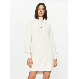 Calvin Klein dámské bílé úpletové šaty - S (YBI)