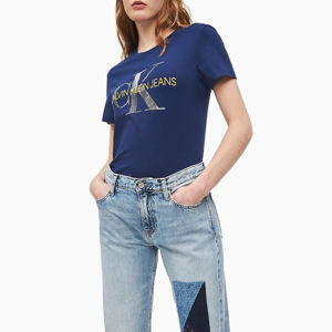 Calvin Klein dámské tmavě modré tričko Metallic - XS (499)