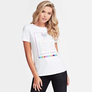 Guess dámské bílé tričko Rainbow Logo - XS (TWHT)