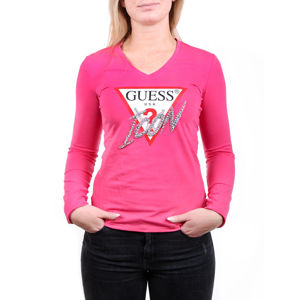 Guess dámské růžové tričko s dlouhým rukávem - M (EXR)