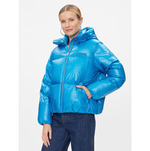 Tommy Hilfiger dámská modrá péřová bunda s kapucí - XS (CZU)