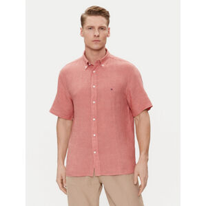 Tommy Hilfiger pánská lněná růžová košile  - XXL (TJ5)