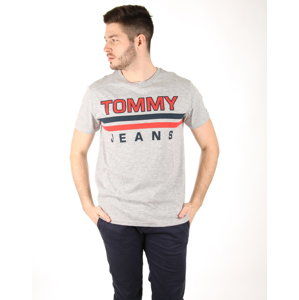 Tommy Hilfiger pánské šedé tričko Stripe - L (38)